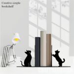 black cat bookends heavy duty iron