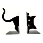 creative black cat metal bookends