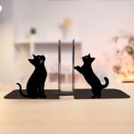 iron cat bookends home office