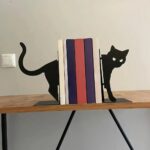 metal cat bookends for desk