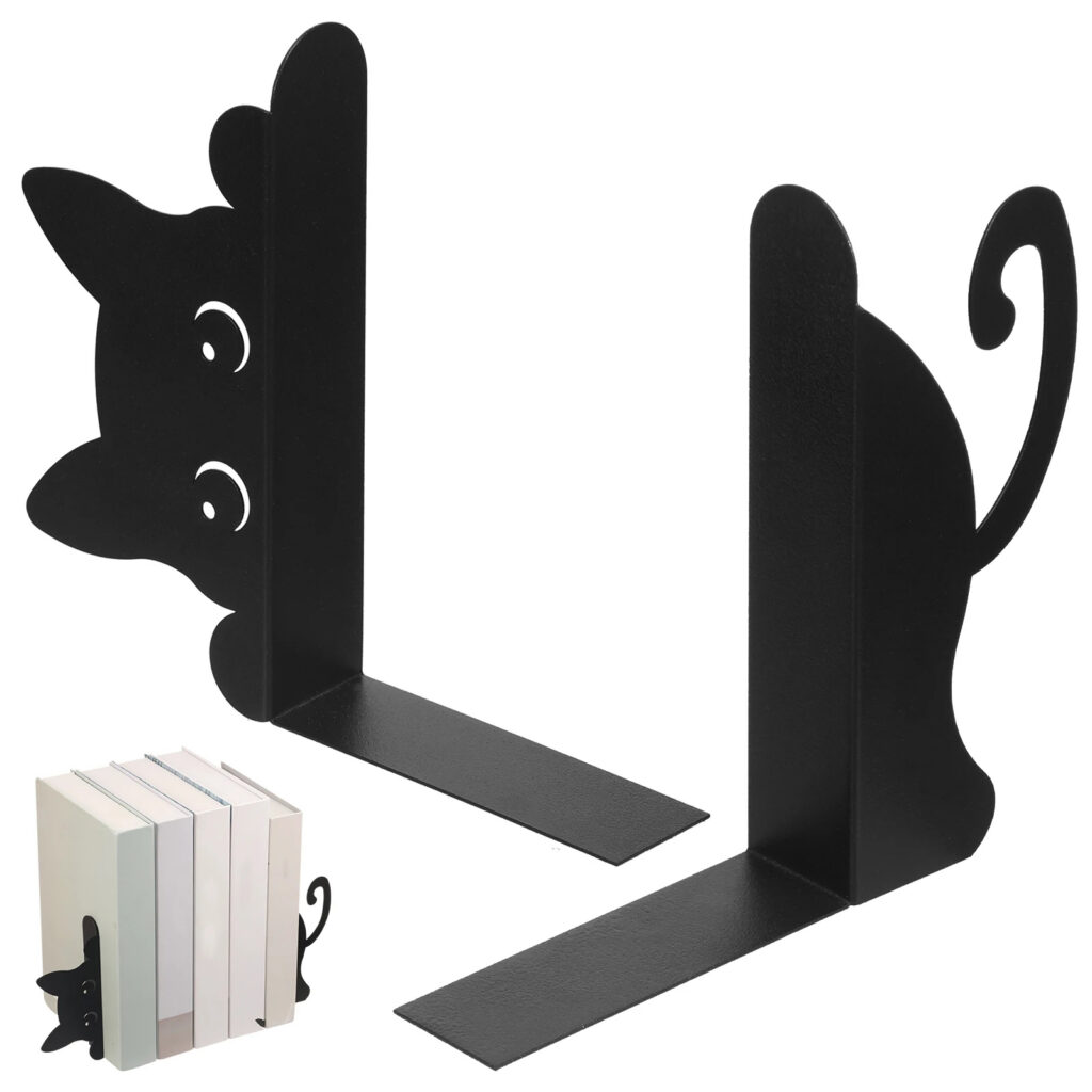 metal peeping cat bookends