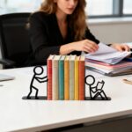 modern metal book stopper organizer